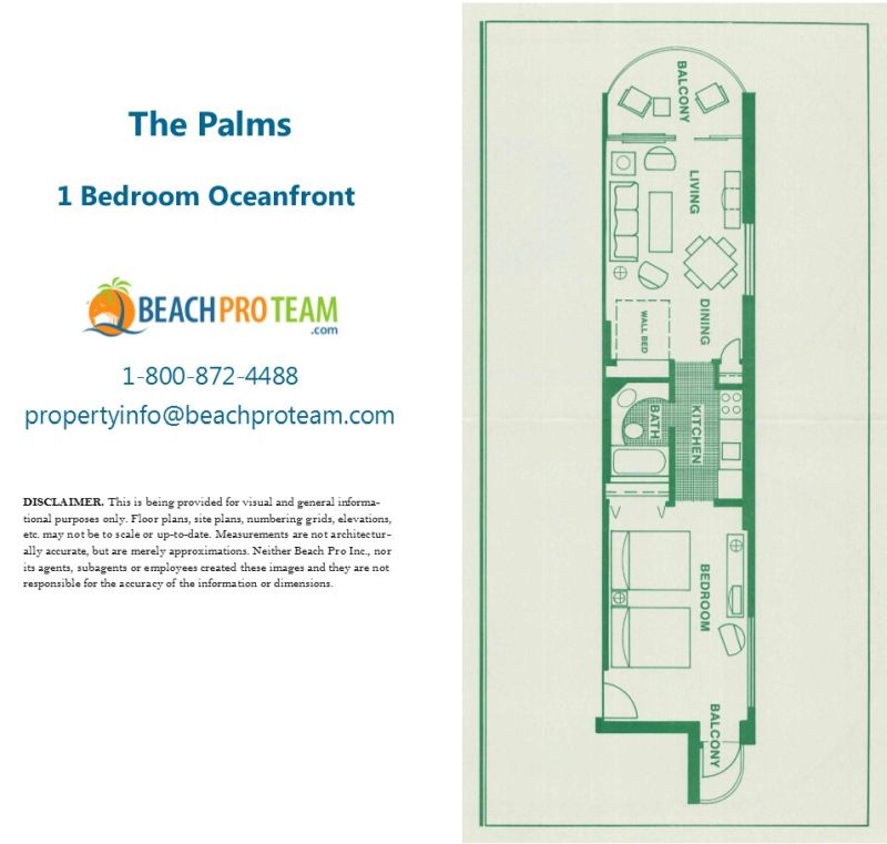 The Palms Floor Plan 2 - 1 Bedroom Oceanfront